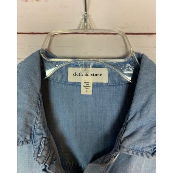 Cloth & Stone Anthropologie Women's S Small Blue Chambray Tencel Shorts Romper - Picture 5 of 12